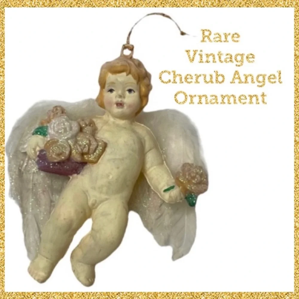 Cherub Angel Victorian Old World Rare Vintage Christmas Ornaments Decorations
